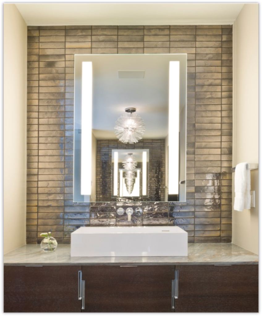 2 Strip Design Frosted Backlit Mirror Meek Mirrors